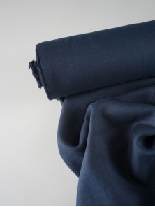 999. Ткань лён крэш с эффектом помятости Черно-синий