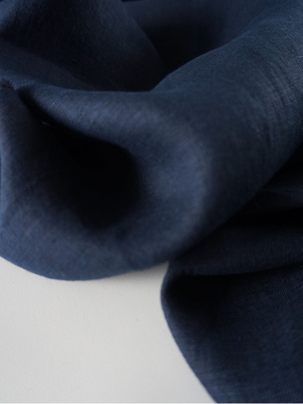 999. Ткань лён крэш с эффектом помятости Черно-синий