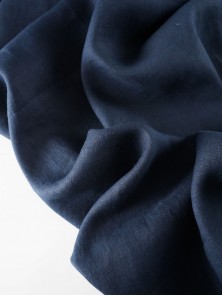 999. Ткань лён крэш с эффектом помятости Черно-синий
