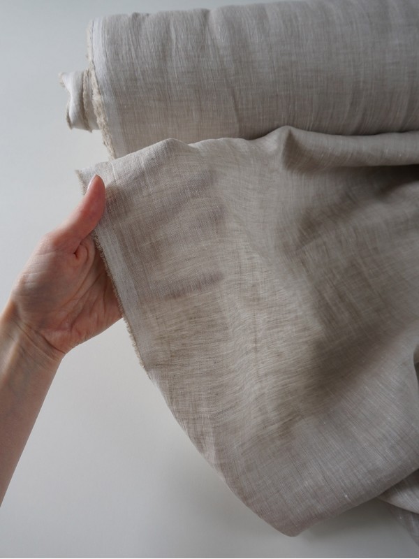 ОТРЕЗЫ (0.8 м) Ткань лён крэш с эффектом помятости сорочечный Натуральный меланж