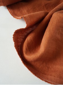 1642. Ткань лён крэш с эффектом помятости Терракот