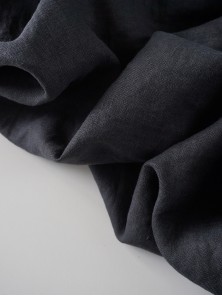 147. Ткань лён крэш с эффектом помятости костюмный Черный