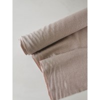 1312. Ткань лён умягченный костюмный плотный гусиная лапка бежево-розовая