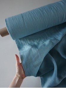1288. Ткань лён крэш с эффектом помятости Пыльно-голубой
