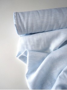 160. Ткань лён умягченный сорочечный Полоска голубая поперечная