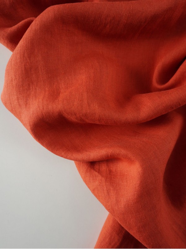 1361. Ткань лён крэш с эффектом помятости Томатный