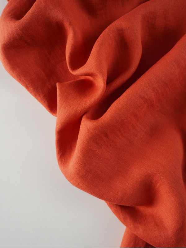 1361. Ткань лён крэш с эффектом помятости Томатный