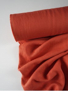 1361. Ткань лён крэш с эффектом помятости Томатный