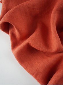 1361. Ткань лён крэш с эффектом помятости Томатный