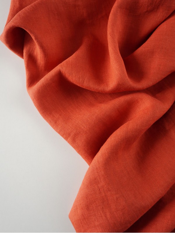 1361. Ткань лён крэш с эффектом помятости Томатный