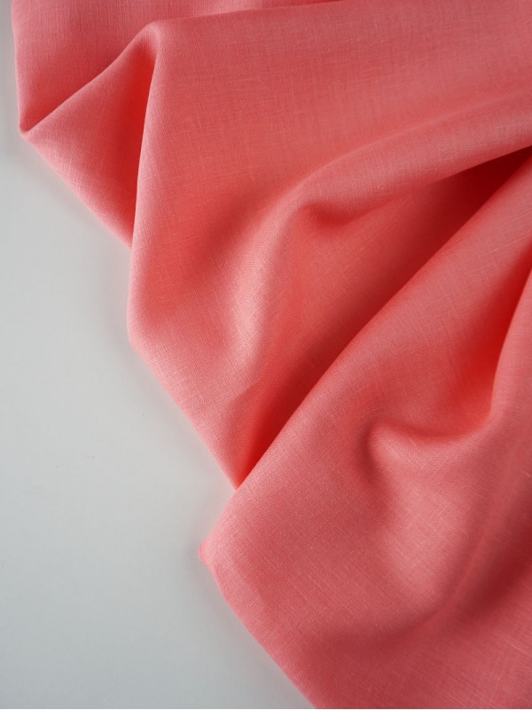 984. Ткань лён умягченный костюмный Светлый коралл