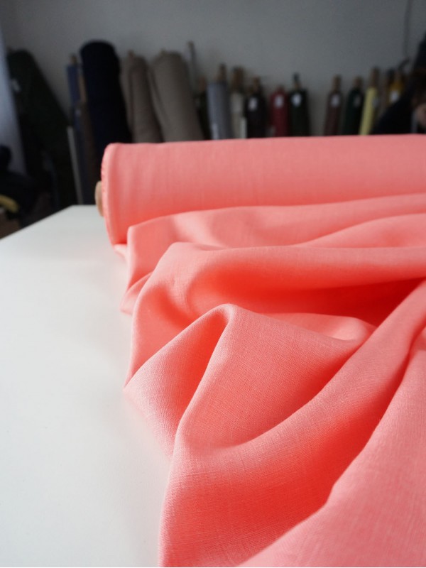 984. Ткань лён умягченный костюмный Светлый коралл