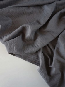 1344. Ткань крэш с эффектом помятости лён с вискозой Антрацит (плотность 145 гр)