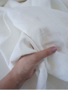 0. Ткань ажурный лен/хлопок крэш с эффектом помятости Пломбир