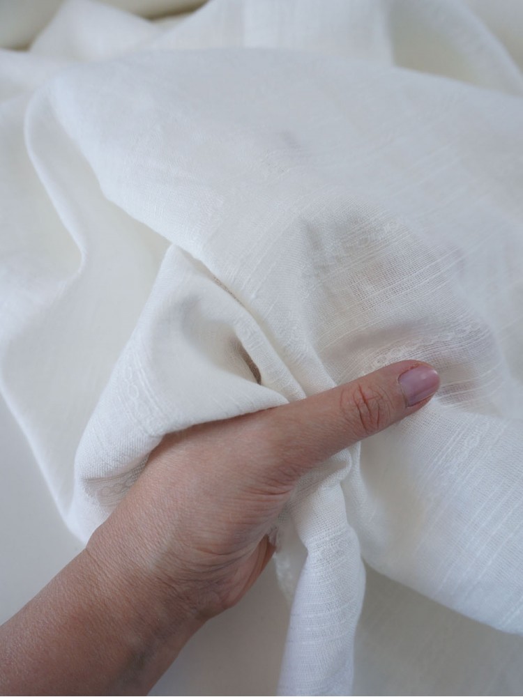 0. Ткань ажурный лен/хлопок крэш с эффектом помятости Пломбир 0. Ткань ажурный лен/хлопок крэш с эффектом помятости Пломбир