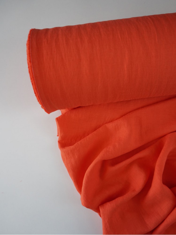 392. Ткань крэш с эффектом помятости лён с вискозой Огненный 392. Ткань крэш с эффектом помятости лён с вискозой Огненный