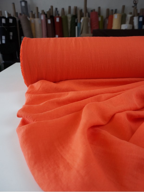 392. Ткань крэш с эффектом помятости лён с вискозой Огненный 392. Ткань крэш с эффектом помятости лён с вискозой Огненный