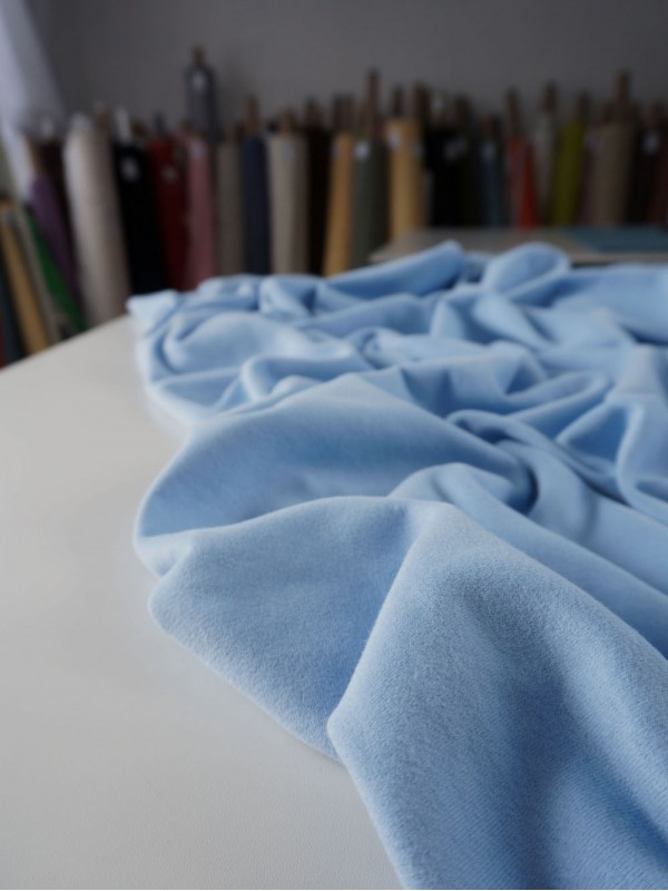 Футер 3-х нитка петля диагональ велюр эффект Небесный Футер 3-х нитка петля диагональ велюр эффект Небесный