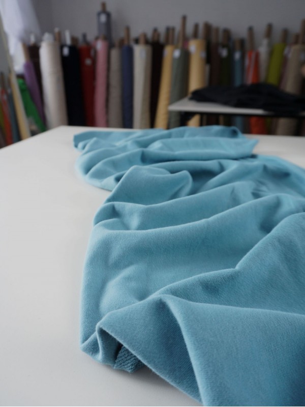 Футер 3-х нитка петля диагональ велюр эффект Светлый джинс