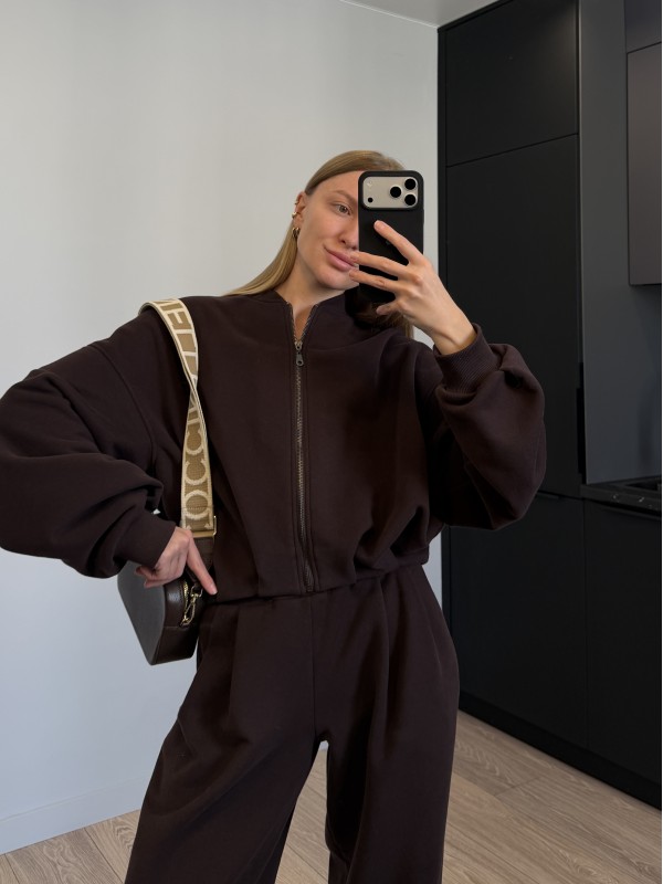 Футер 3-х нитка микроначес с велюр эффектом Шоколад