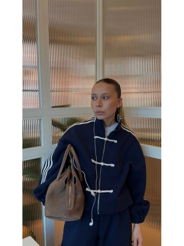 Футер 3-х нитка микроначес с велюр эффектом Ночной синий