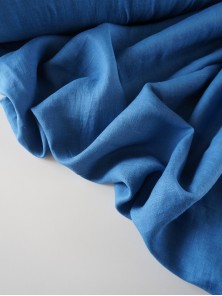 ОТРЕЗЫ (0.5 м, 0.6 м) Ткань лён крэш с эффектом помятости костюмный Сапфир