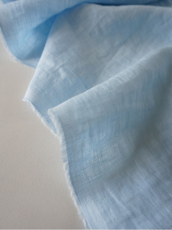 ОТРЕЗЫ (0.9 м) Ткань лён крэш с эффектом помятости Голубая лагуна
