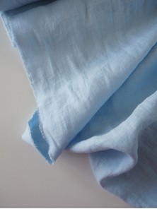 1347. Ткань лён крэш с эффектом помятости костюмный Голубая лагуна