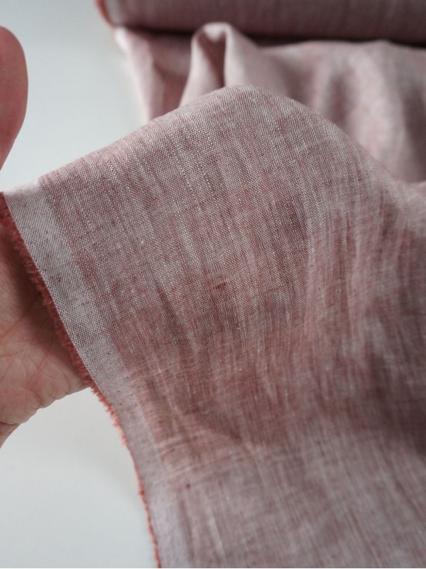 44. Ткань лён крэш с эффектом помятости сорочечный Терракотовый меланж 44. Ткань лён крэш с эффектом помятости сорочечный Терракотовый меланж