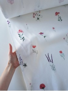 Ткань лён умягченный костюмный Полевые цветы