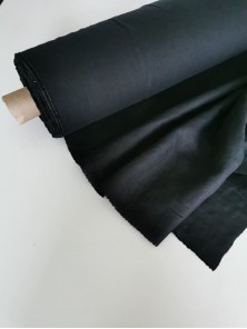 ОТРЕЗЫ (0.7 м) Ткань лён крэш с эффектом помятости костюмный Черный