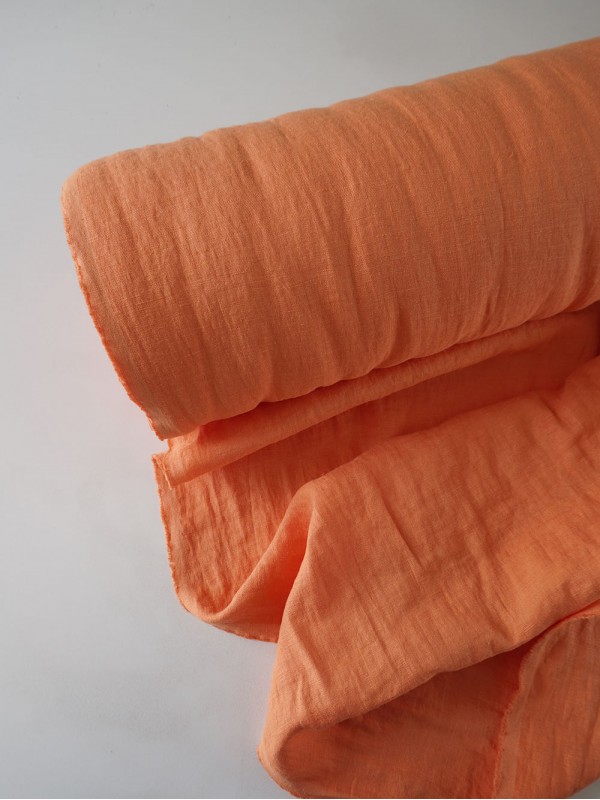 1250. Ткань лен крэш с эффектом помятости Папайя