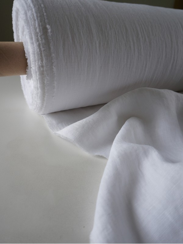 ОТРЕЗЫ УЦЕНКА (1.4 м, 2.7 м) Ткань лён крэш с эффектом помятости широкий Белый