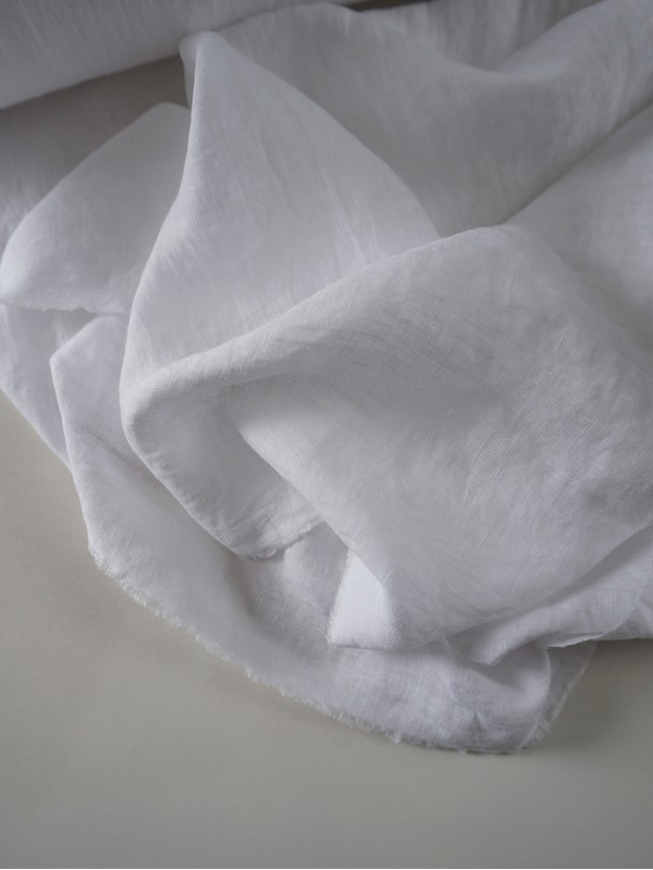 ОТРЕЗЫ УЦЕНКА (1.4 м, 2.7 м) Ткань лён крэш с эффектом помятости широкий Белый