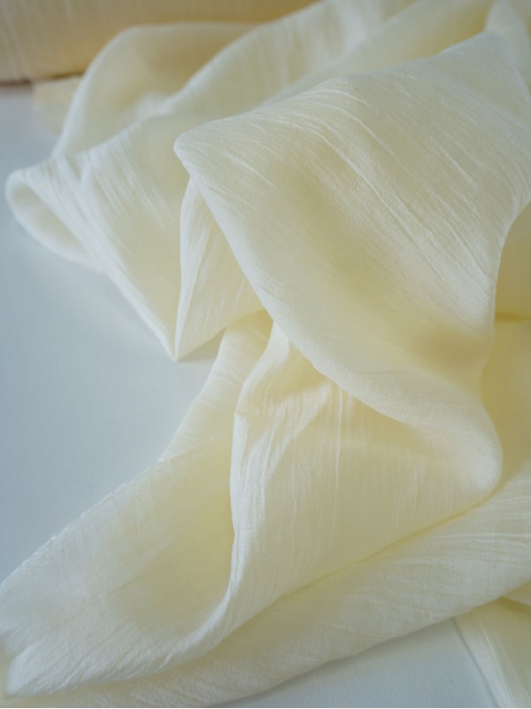 Тенсель вуаль с жатым эффектом Нежно-желтый Тенсель вуаль с жатым эффектом Нежно-желтый