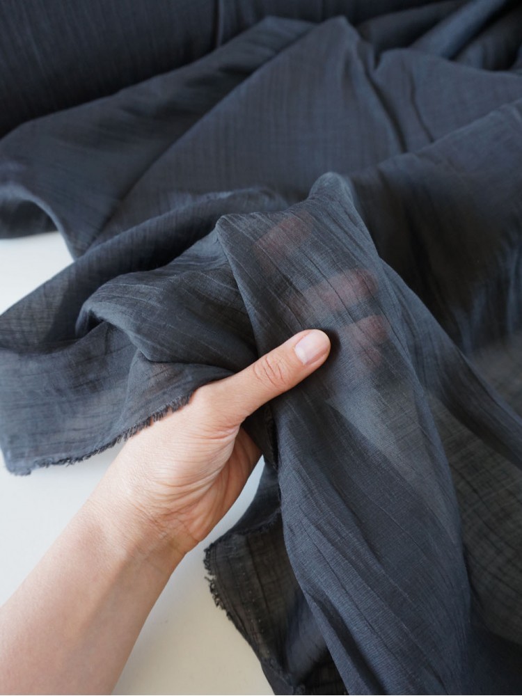 Тенсель вуаль с жатым эффектом Черный Тенсель вуаль с жатым эффектом Черный